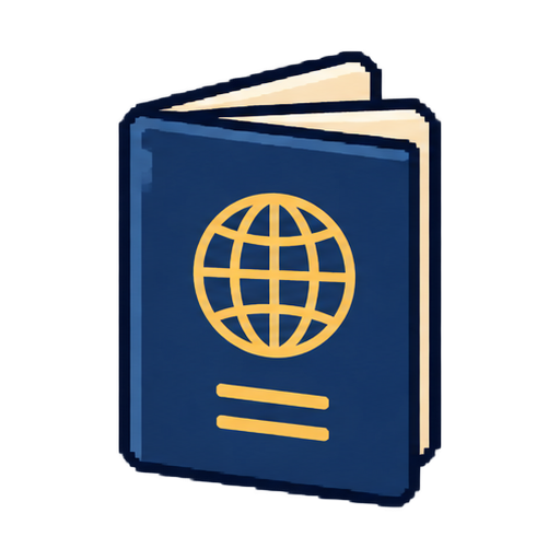 Illustrated passport representing citizenship as a person’s legal status within the system.