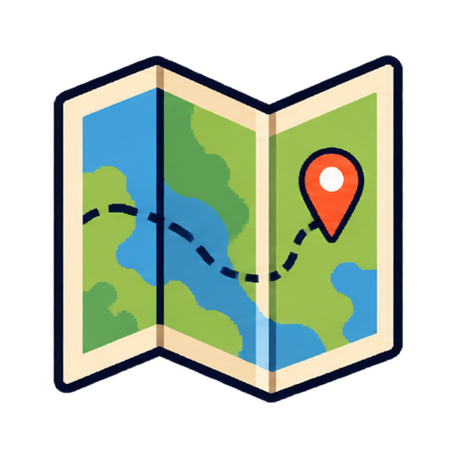 Illustrated folded map representing history as the map that shows how we got here.